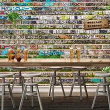 Пользовательские Настенные обои 3D креативный Ретро кирпичная стена завод граффити настенная доска бирка бар фон декоративной живописи