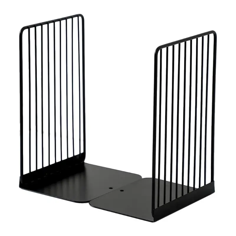 

1 Pair Bookend Book Stand Support Simple Iron Desktop Non Slip Rack Shelf Holder
