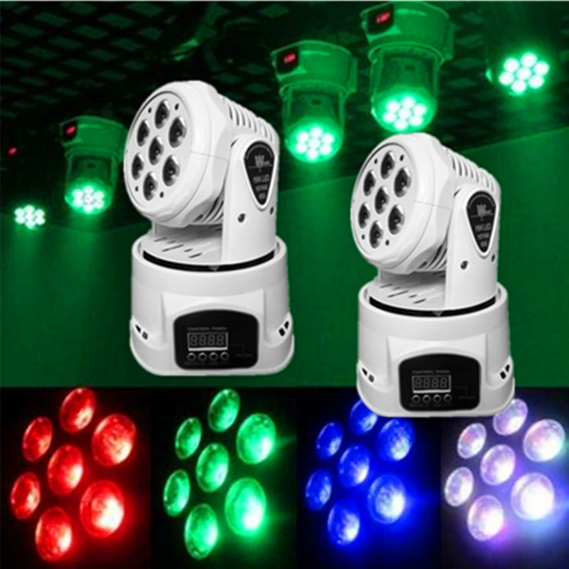 

2pcs/lot LED Moving Head Light Wash Effect,7x12W Mini Music Sound DMX Stage Lights Club Party Show Disco DJ RGBW Stage Spotlight