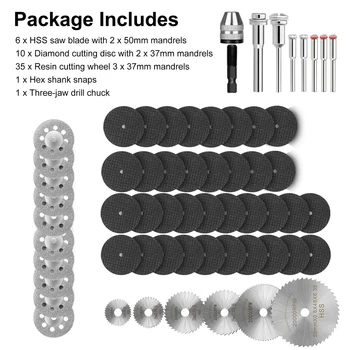 

60pcs Diamond Cutting Discs Wheel Circular Saw Blades Set Woodworking Metal Mini Drill Grinder Rotary Tool With Mandrel