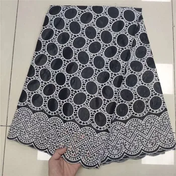 

5 yards African bazin riche fabric with brode Latest fashion embroidery bazin lace fabric with net lace KL070205