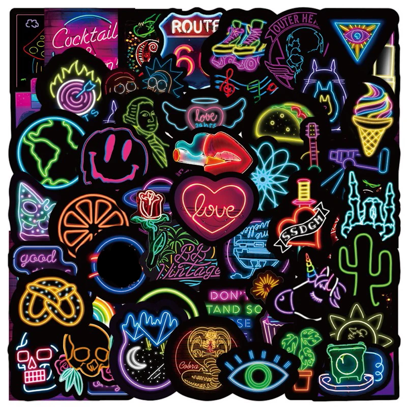 50 шт. неоновый светильник наклейки подарки игрушки для детей аниме