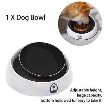 

Splash Proof Non Slip Drinking Dish Adjustable Height Food Water Feeder Dog Bowl White Easy Clean PC Oblique Pets Supplies Cat