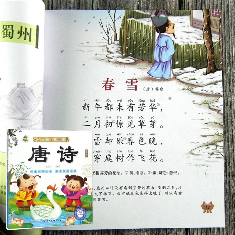 Книга с китайскими персонажами учится Тан стихи пиньинь детские книги для