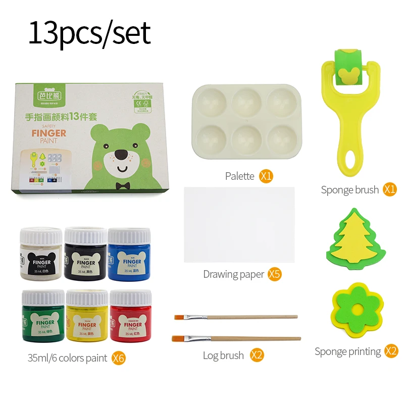 Barbie Bear Creative Finger Pigment 35ML Painting Set 6 Colors Pigment DIY Graffiti Paint Safe Non-toxic Mild Delicate Supplies - Цвет: 13pcs-set