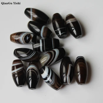 

Fine 100% Natural black coffee Stripes Agate Stone Beads Onyx Beads 15*29MM For Jewelry Making DIY Bracelet Necklace