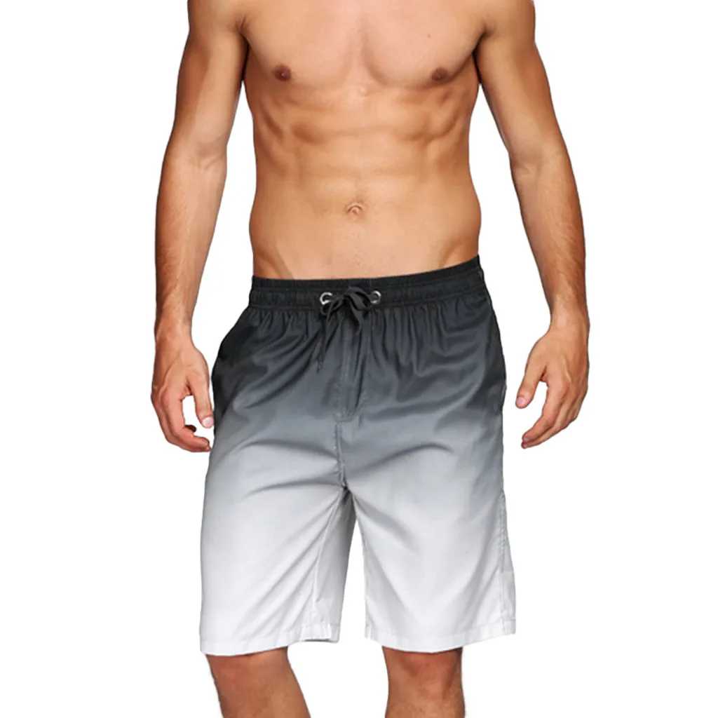

1PC New Fashion Mens Daily Gradation Color Splice Beach Work Casual Short Trouser Shorts Pants Comfortable Regular Swimwears