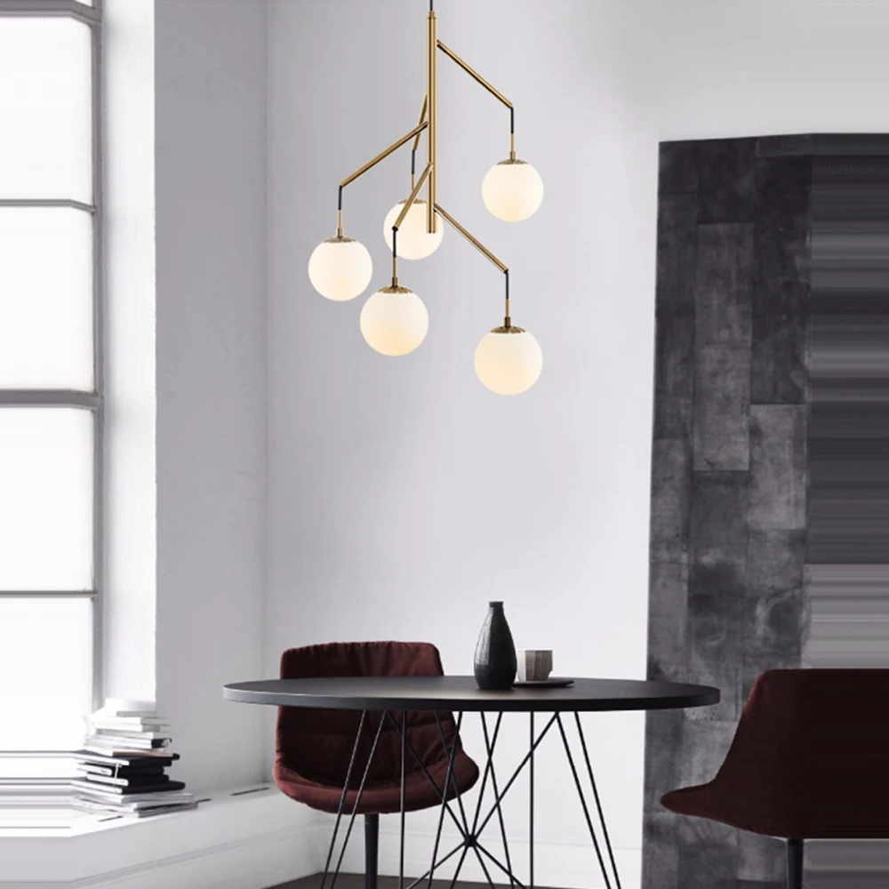 Lustra lampa светодиодный e27 скандинавский Железный стеклянный светильник. Подвесной