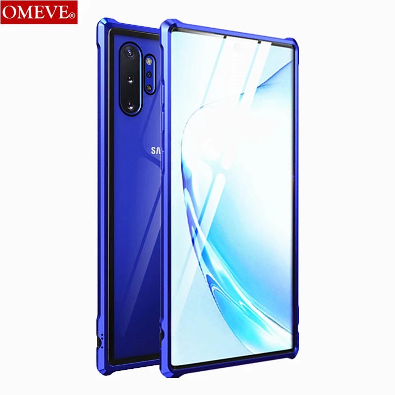 

OMEVE for Samsung Galaxy Note 10 Plus Case Note10 Pro Bumper Case Metal Frame Tempered Glass Back Cover for Note 10+ Phone Cases