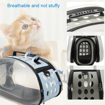

Cat Transparent Bag Small Dog Carrier Bag Portable Cat Handbag Foldable Shoulder Travel Bag _WK