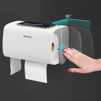 

Wall Mounted Toilet Paper Holders Adjustable Double Layer Shelf Bathroom Waterproof Tissue Box Portable Paper Storage Box