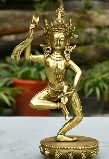 9&quot Tibet Brass Buddhsim Tantra Stand Vajrayogini Vajravarahi Buddha Sculpture | Дом и сад