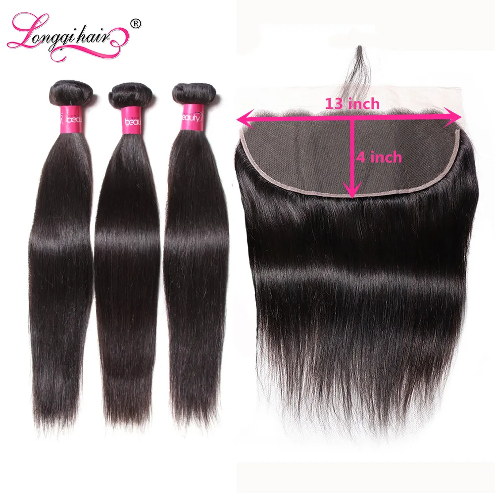 Longqi, бразильские прямые волосы, пряди, 13x4, фронтальные, с пряди, Remy, человеческие волосы, 13x6, фронтальные и пряди