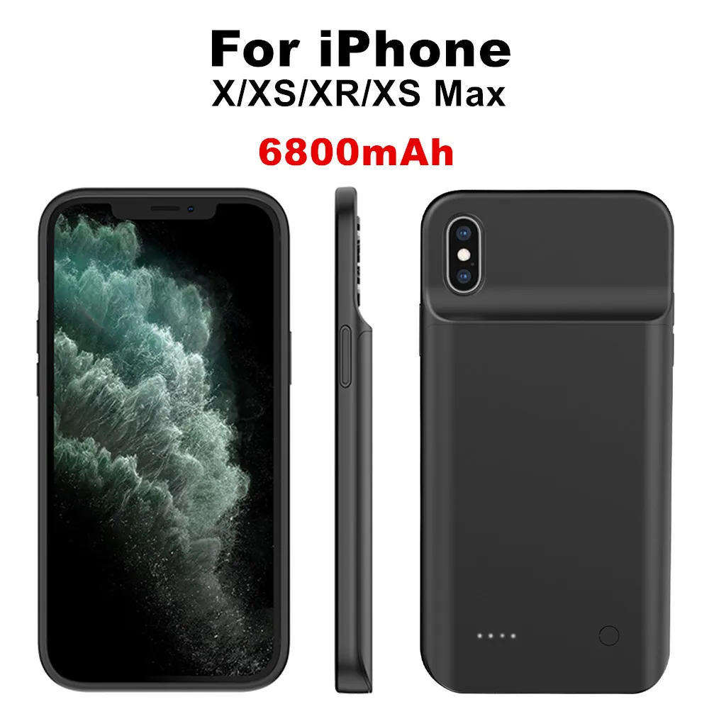 Custodia Di Alimentazione Per Iphone Xs Max Xr X Custodie Per Batterie Caricabatterie Portatile Da 6800Mah Custodia Antiurto In Silicone Per Batteria 