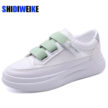 

Women Casual Shoes Fashion Breathable Walking Mesh Hook & Loop Flat Shoes Sneakers Women Tenis Feminino White Vulcanized Shoes