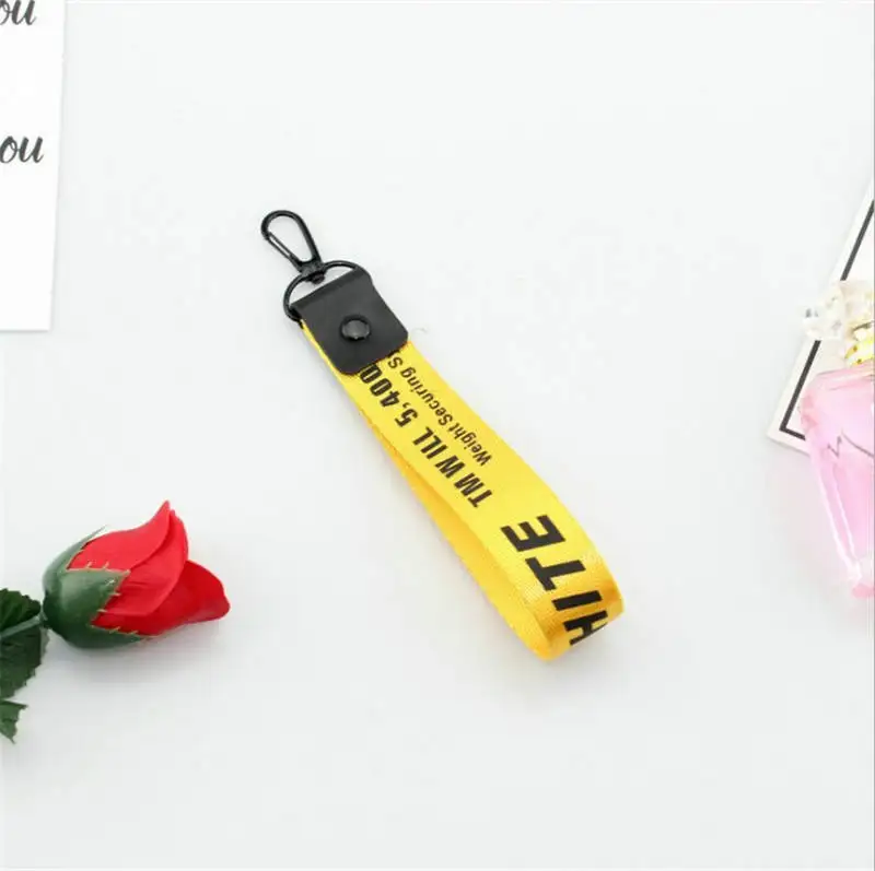 short yellow Off White брелок для женщин лента чехол для телефона кошелек сумка брелок 5 цветов llaveros sleutelhanger chaviro portachiavi - Цвет: short yellow
