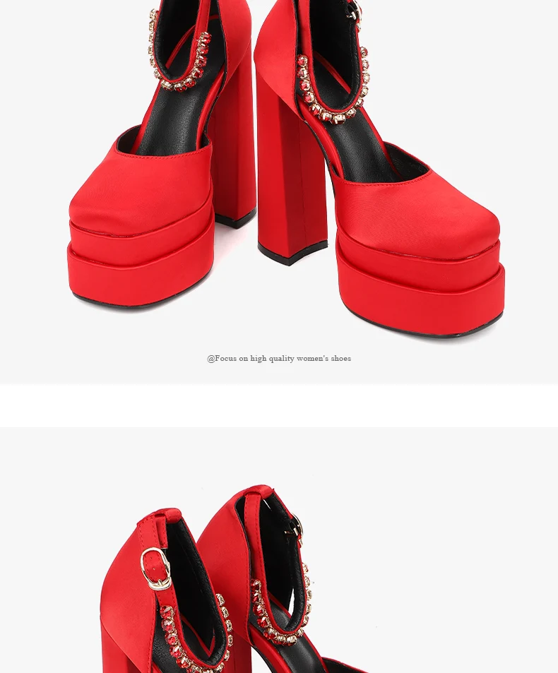 2021 New Ladies Sandals Summer Shoes Sexy Thick High Heels Thick Platform Buckle Crystal Dress Party Wedding Shoes Woman Pumps
