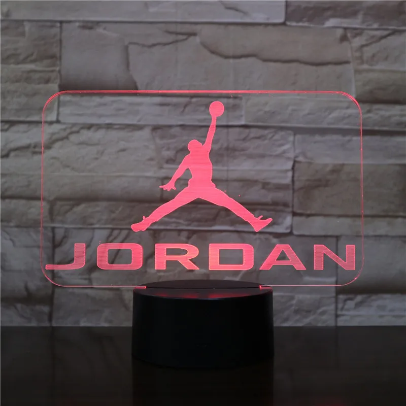 Тапки AJ 1 Jordan Air Force 1 детский Ночной светильник Led баскетбол Michale Jordan декор для спальни лампа подарок для мальчика настольная лампа 3D - Испускаемый цвет: jordan logo