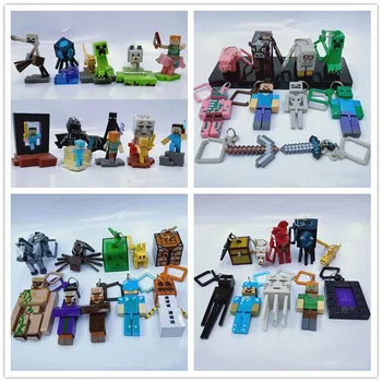 

10 Models 1.2.3.4 Generation Minecrafts Figure Keychain Hand-made Collections Ornaments Dolls Cake Decoration Children Toy Gift