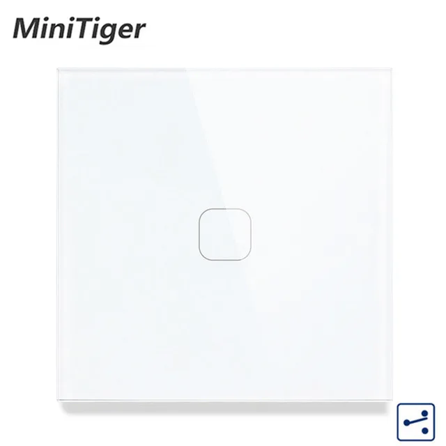 1 gang 2 way white Серый хрустальный стеклянный панельный светильник Minitiger, стандартный настенный выключатель ЕС, сенсорный выключатель, 1 комплект, 2 способа управления, сенсорный экран - Цвет: 1 gang 2 way white