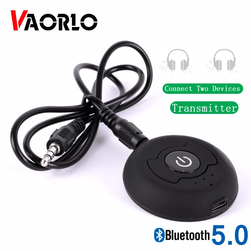 VAORLO Low Latency Bluetooth Transmitter Stereo Music HiFi Audio Transmission For TV Headphones Wireless Adapter With 3 5mm AUX