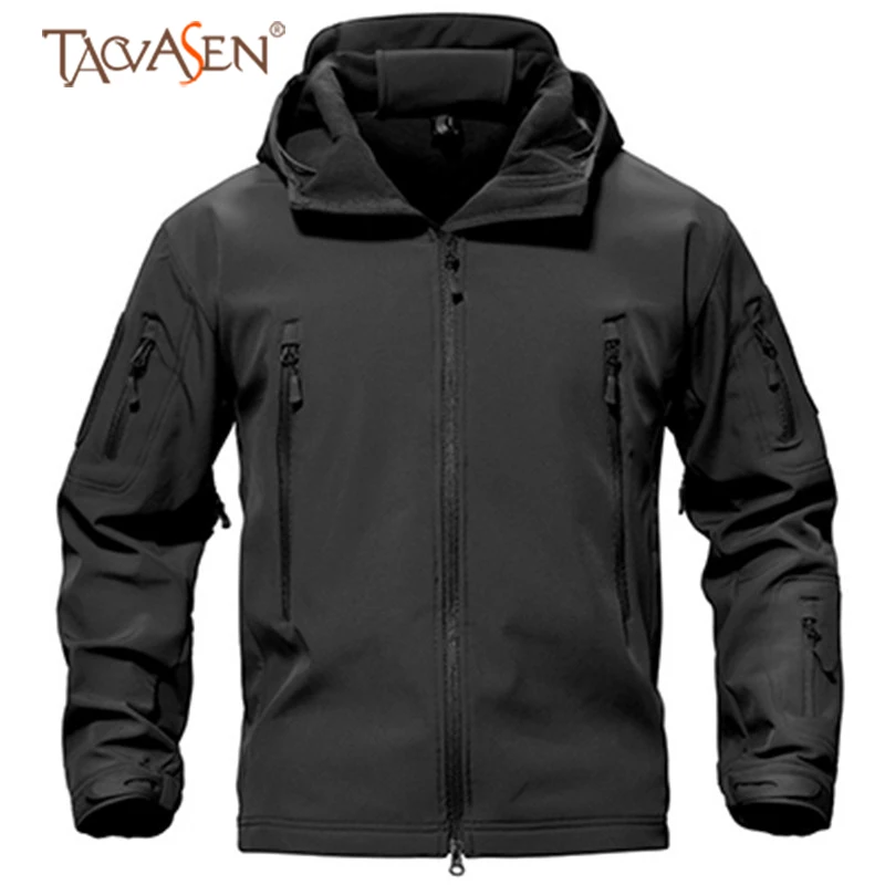 Tacvasen Fleece Tactical Jacket Men Waterproof Softshell Jacket ...