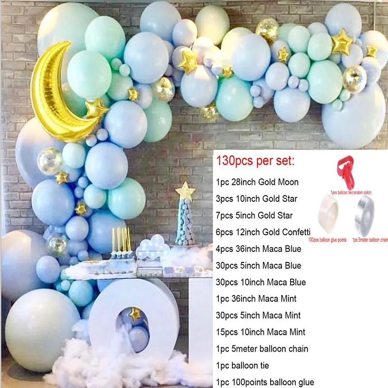 130 шт. DIY синие золотые пастельные воздушные шары-гирлянды арочный комплект Крестильные сувениры балон BabyShower Birtdhay декоративные шары для вечеринки XN - Цвет: Многоцветный