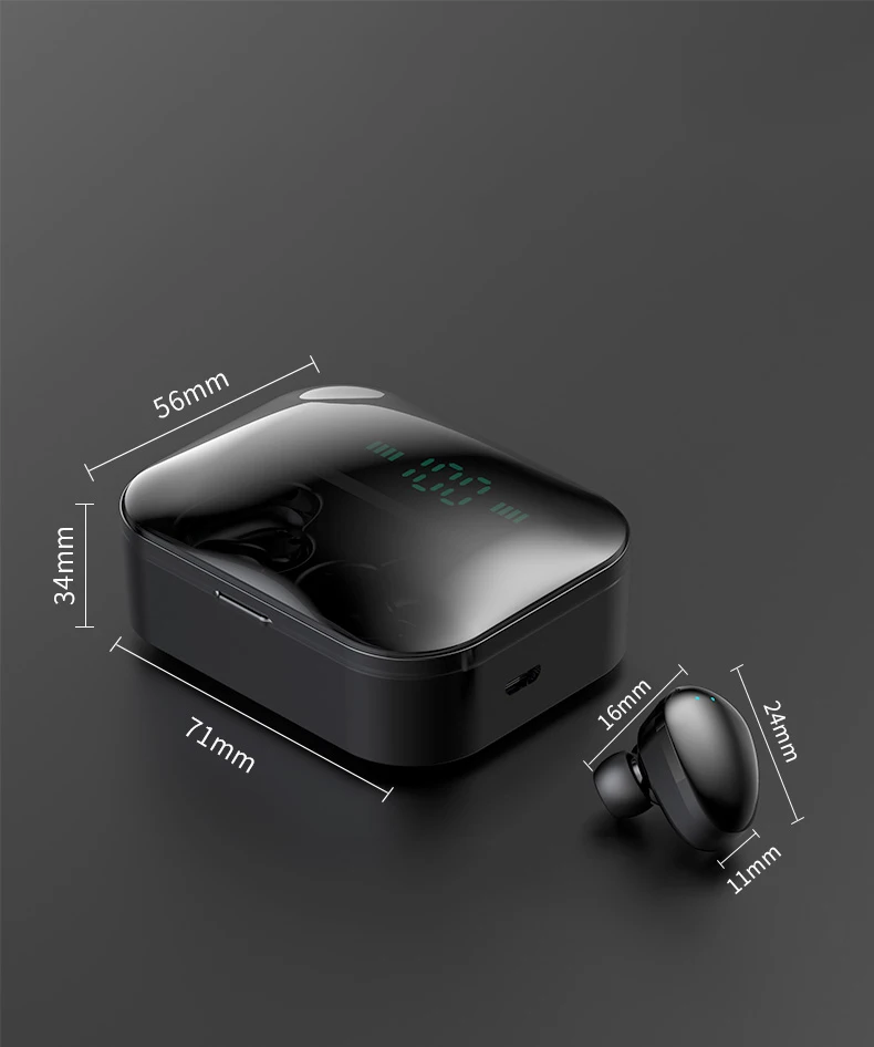 Наушники Geartronics TWS Bluetooth, настоящие беспроводные наушники, мини водонепроницаемые наушники с аккумулятором 3600 мАч, bluetooth-наушники