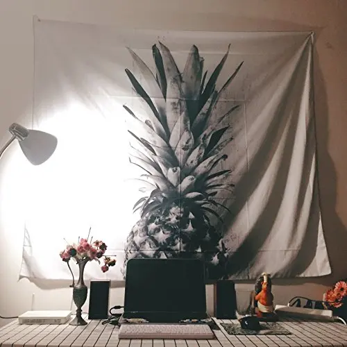 WINLIFE черный и белый ананас настенный гобелен 51 ''x 59''