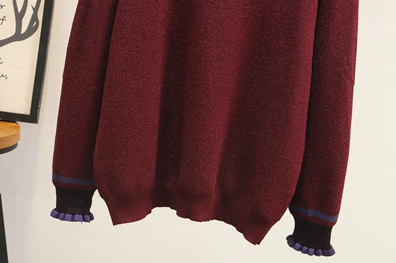 Плюс размер женский свитер 3XL 4XL с длинным рукавом черепаха шеи теплые зимние пуловеры оборки KKFY4030
