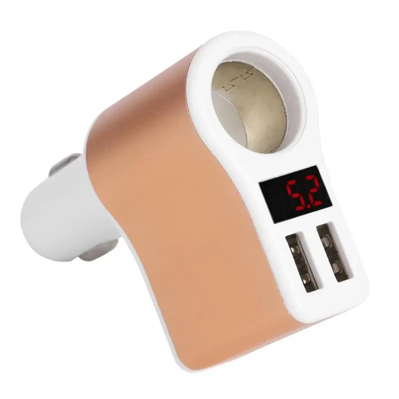 Rose Gold Автомобильное зарядное устройство прикуриватель двойной 2 порта USB зарядное устройство цифровой дисплей адаптер Адаптивная Модель 12-24 В общего назначения - Название цвета: Rose Gold