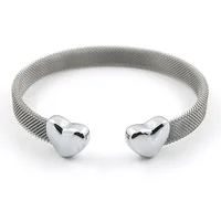 Vintage Stainless Steel Heart Cuff Bracelets Bangles Mesh Bracelets Bangles For Men Women Fashion Jewelry 2