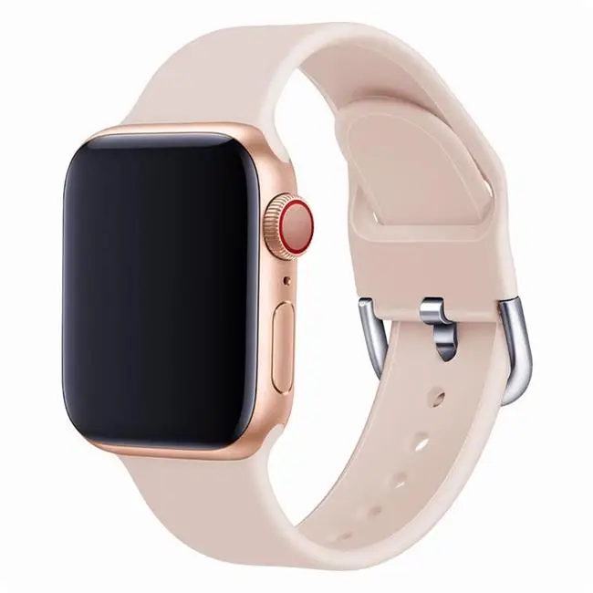 Силиконовый ремешок для apple watch 5 4 band correa apple watch 44 мм 40 мм 42 мм 38 мм iwatch 5 4 3 2 1 браслет ремешок для часов - Цвет ремешка: Pink sand