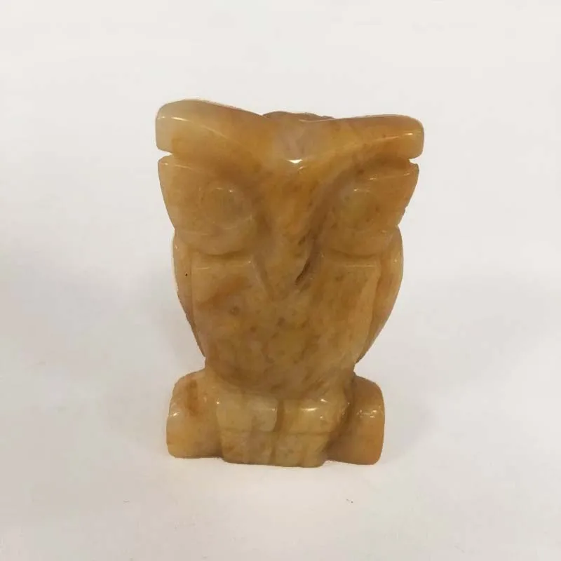 yellow jade Резная статуя орла, Статуэтка из натурального хрусталя, ручная работа, натуральный камень, Исцеление Рейки, мини-Фигурка Совы для дома, Decora XY - Цвет: yellow jade