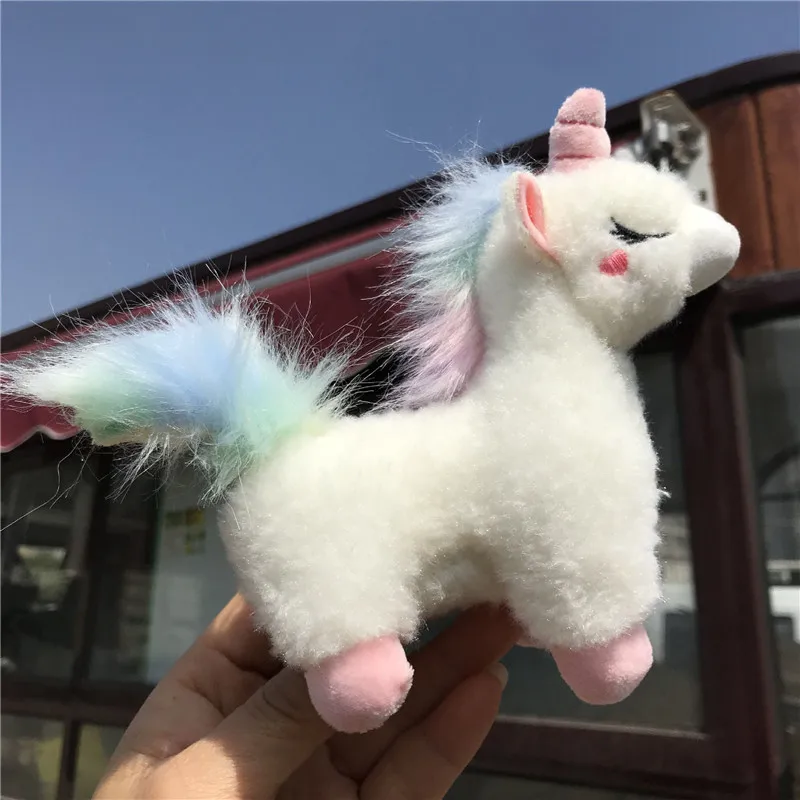 Cute Anime Cartoon Rainbow Unicorn Plush Toys Keychain Unicorns Horse Soft Stuffed Animals Dolls Key Bag Pendants 12pcslot  (1)
