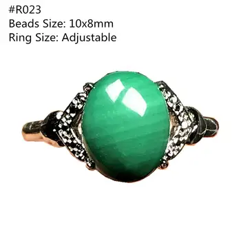 

10mm Top Natural Green Malachite Ring For Woman Man Crystal Oval Beads Chrysocolla Gemstone Silver Adjustable Ring Jewelry AAAAA