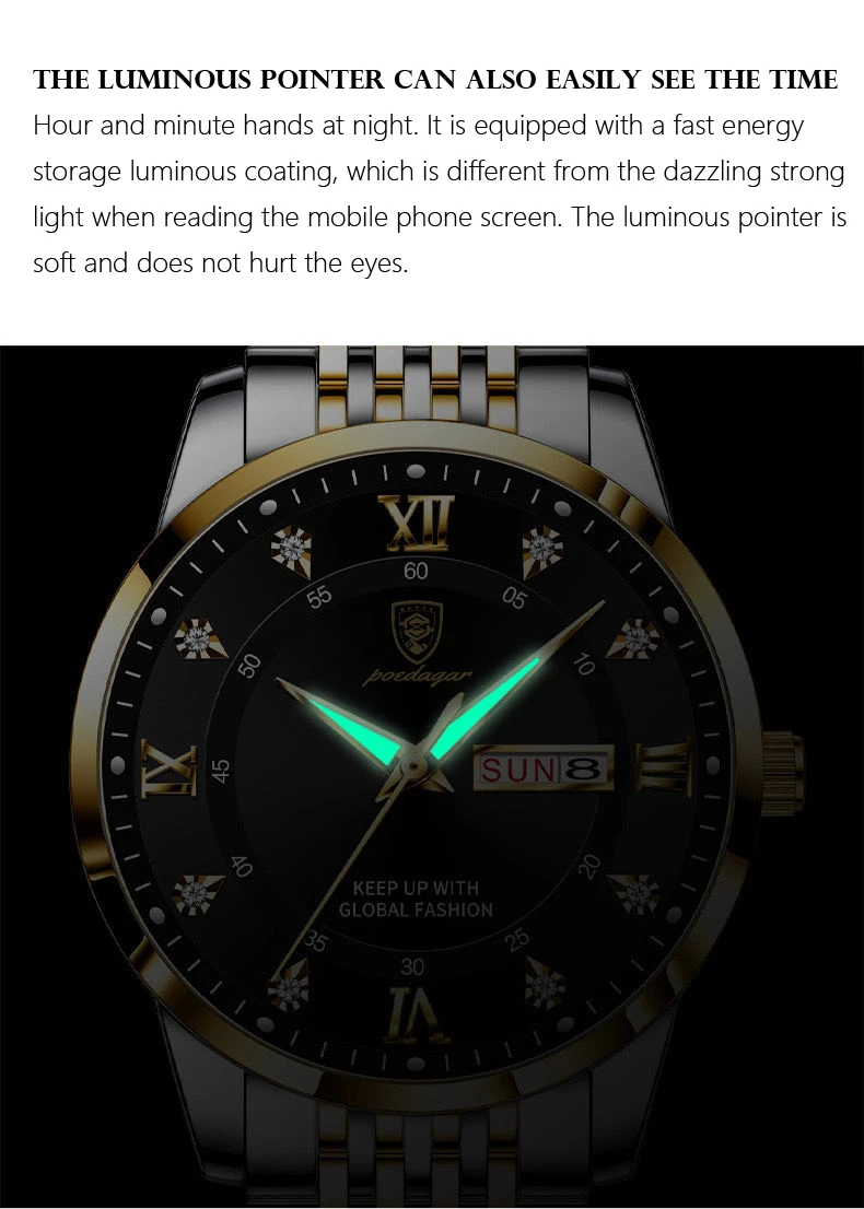 2021 New Casual Sport Chronograph Men's Watches Stainless Steel Band Wristwatch Big Dial Quartz Clock with Luminous Pointers