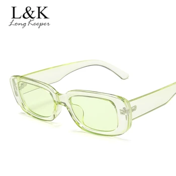 

LongKeeper 2020 Rectangle Sunglasses Women Brand Designer Narrow Frame Retro Candy Color Sun Glasses Clear Shades Female Gafas