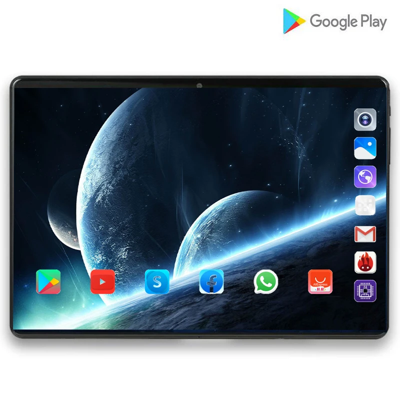 Супер планшет 128G глобальная Bluetooth Wifi Android 9,0 10 дюймов планшетный ПК Octa Core 6 ГБ Оперативная память 128 Гб Встроенная память 2.5D Экран Планшеты 4 аппарат не привязан к оператору сотовой связи