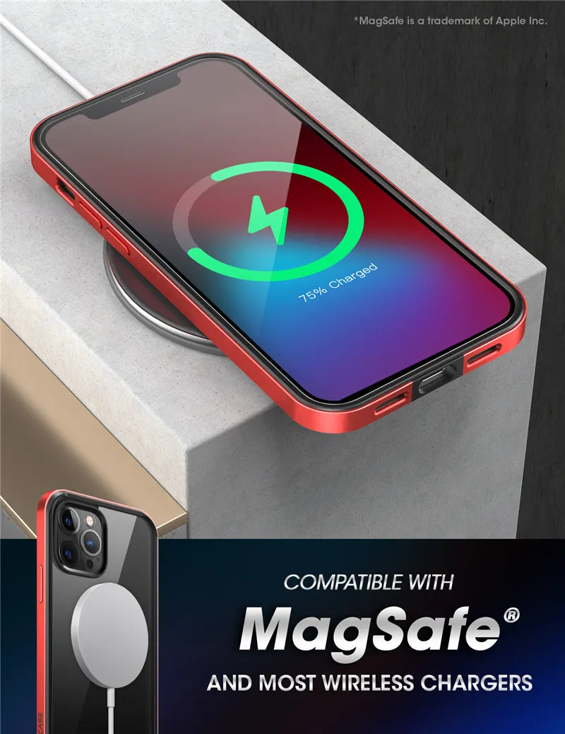 Supcase para Iphone Capa com Tpu Case Polegada 2021 Borda ub Magro Quadro Interior Pára-choques & Transparente Volta 12 Pro Max 6.7 13 capa com tpu interior pára-choques & transparente volta
