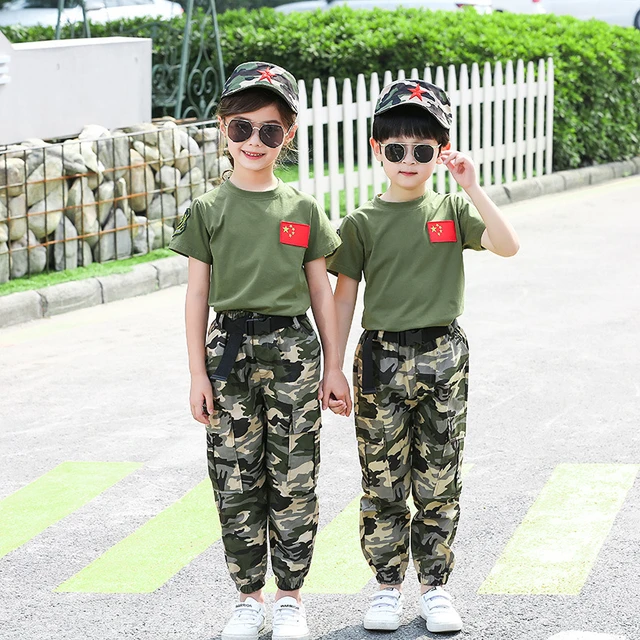 Traje de entrenamiento de uniforme militar para niños y niñas, conjunto de de combate de fuerza especial, pantalones, ropa de soldado de camuflaje del ejército, Verano _ AliExpress Mobile