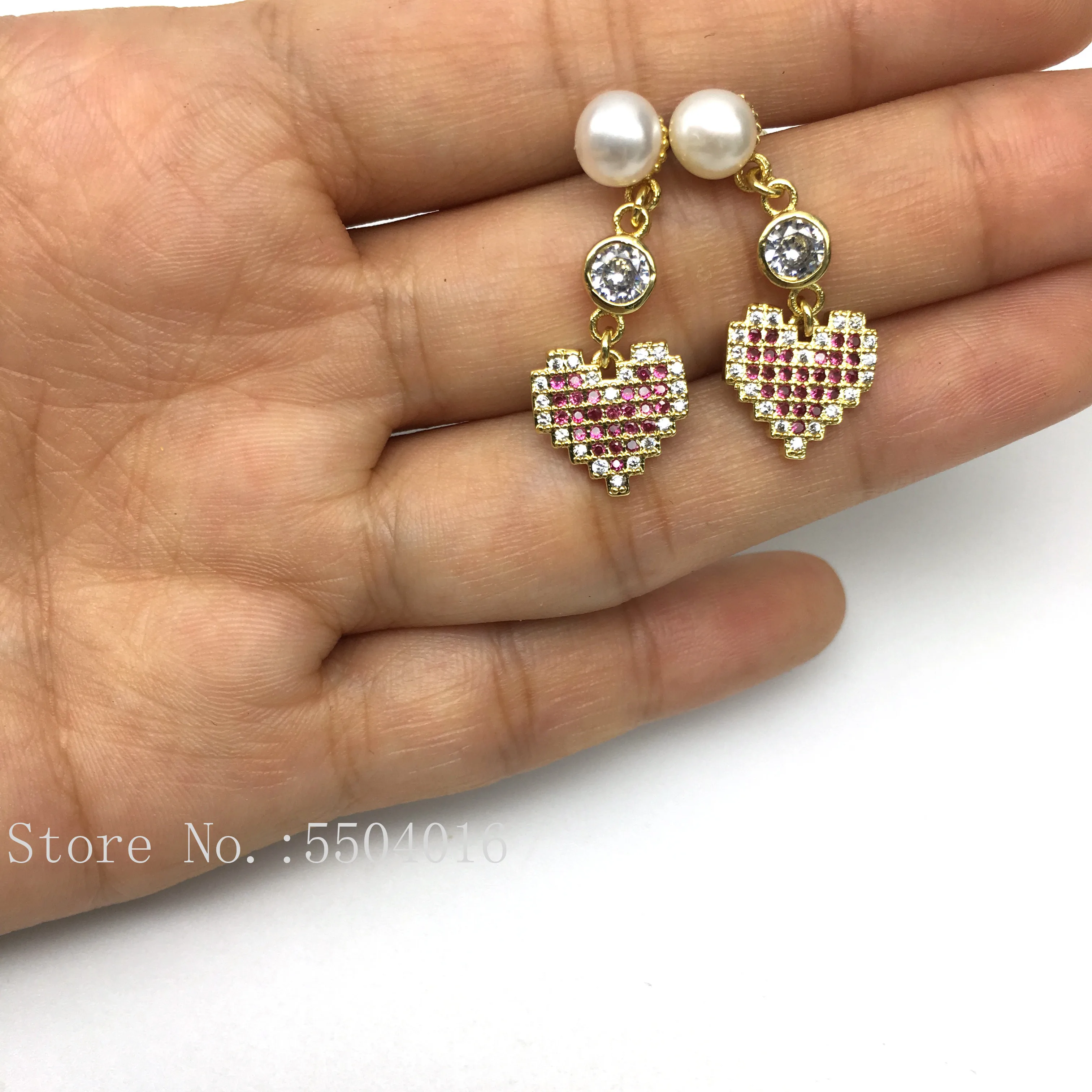 Elegant Mermaid Teardrop Natural Pearls Drop Dangle Earrings Cubic