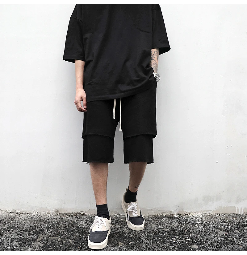 

Европейские и американские высокоуличные стильные трехмерные многослойные штаны с пятиточечными краями, трендовые Мужские штаны для скейтборда