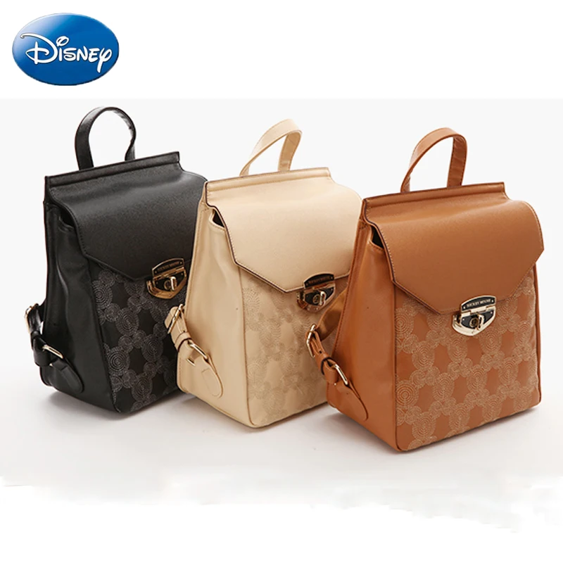 

Disney Fashion Backpack Women Soft PU Touch Mickey Mouse Women's Backpack Sweet Bow Teen Girls School Bag Lady Shoulder Bags