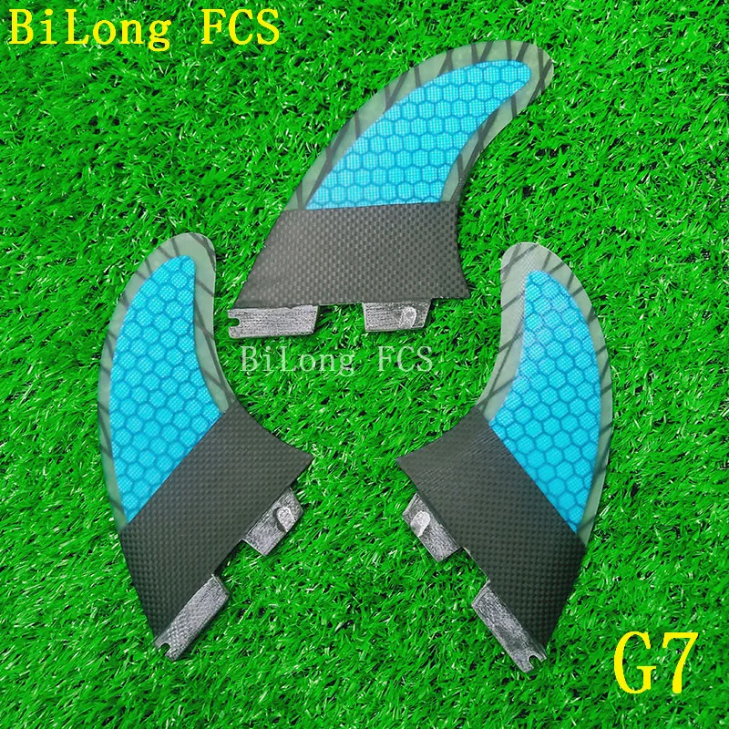 New Surfboard Fins 3PCS Set FCS II G7 fiberglass Honeycomb with carbon L size FCS 2 Fins surf Fin Quilhas Tri fins carbonfiber