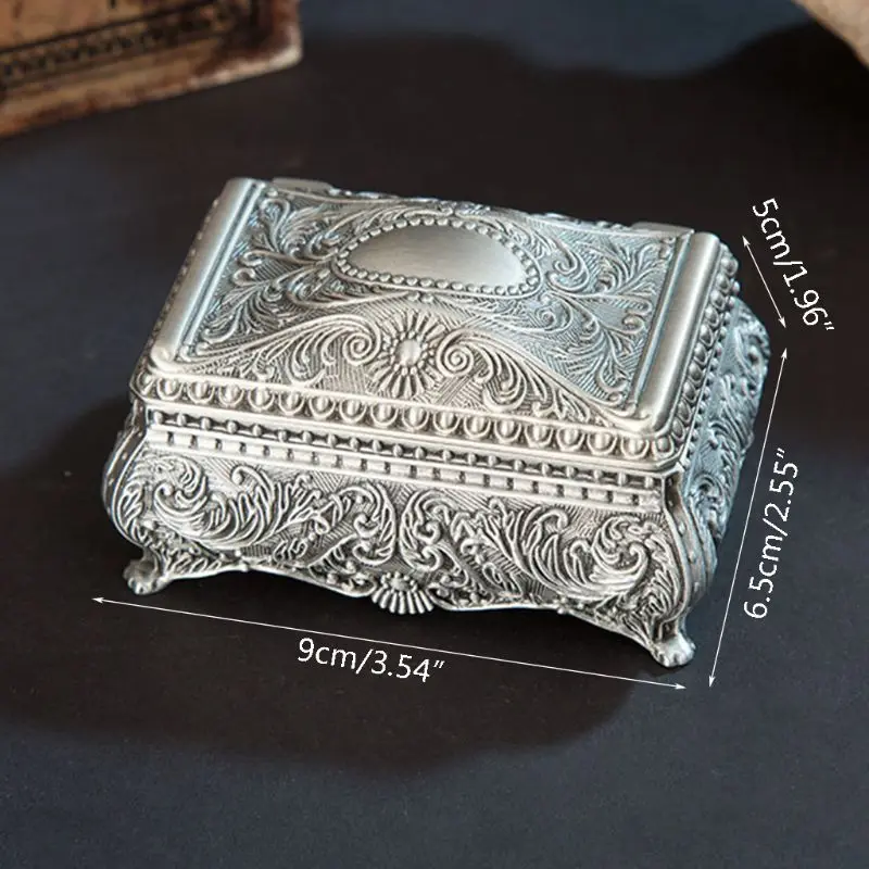 Винтажная шкатулка для украшений, прямоугольная коробка, металлическая Цветочная коробка, маленькая Подарочная коробка для хранения, Новинка