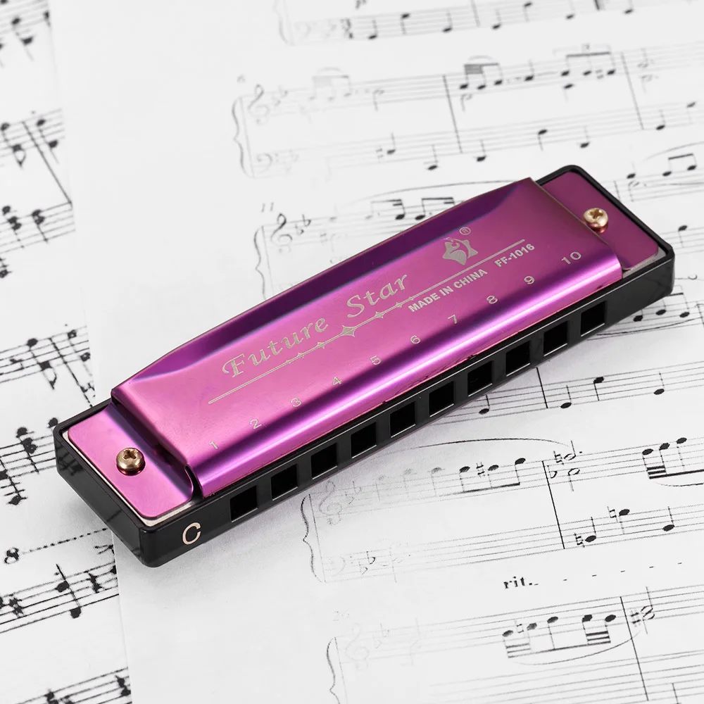 Ключ C Diatonic губная гармоника мундора с ABS тростниковые зеркальные поверхности дизайн 10 отверстий Губная гармошка для блюза для начинающих 4 цвета