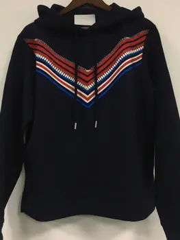 

2019 autumn and winter new drawstring hooded V-line striped hoodies women's clothing