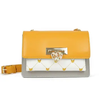 

Crossbody Versatile Contrast Color Embroidery Female Satchel Bag Heart Shape Designer Button Shoulder Bags for Women 2020