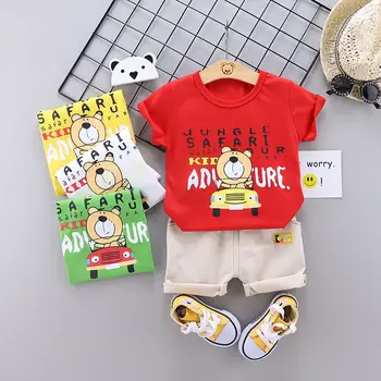 

New Summer Children Cotton Baby Boys Girls Clothes Cartoon bear Printed T Shirt Shorts 2Pcs/sets Infant Kids Toddler Tracksuits